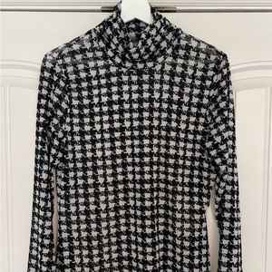White House Black Market Houndstooth Sheer (see-through) Turtleneck - Size M
